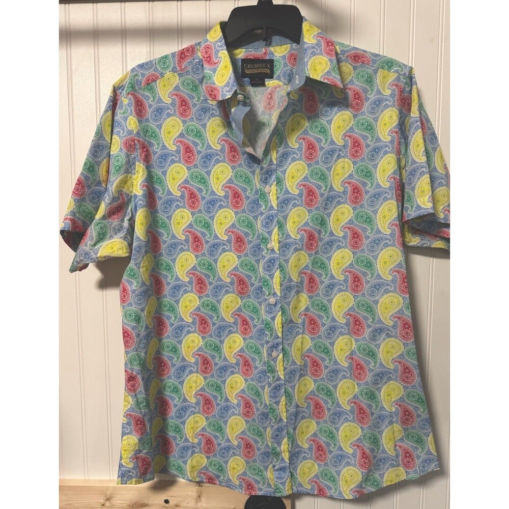 Daniel Cremieux Premium Colorful Blue Red Yellow Paisley Shirt XL GUC